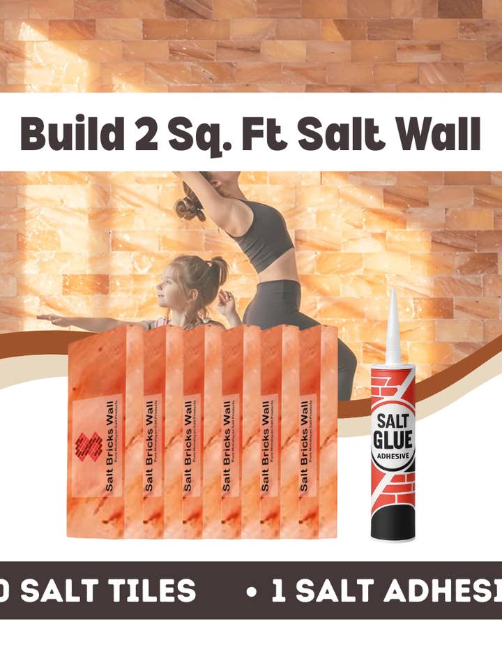 Build 2 Sq. Ft. Salt Wall 10 Bricks 1 Salt Adhesive for wholesale by Salt Bricks Wall LLC