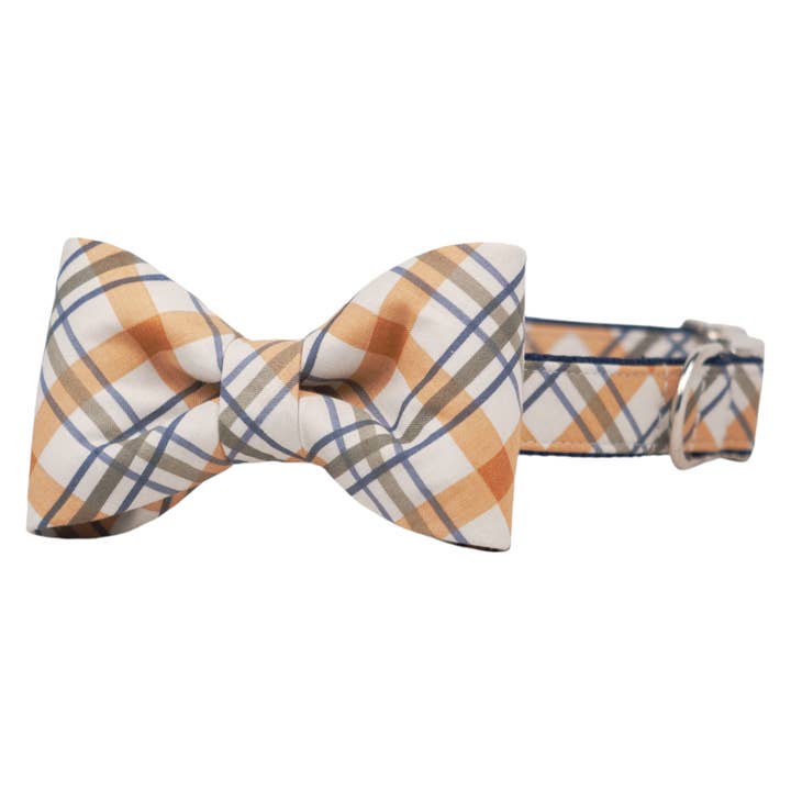 Georgies geruite hondenhalsband met vlinderstrik voor wholesale door Crew LaLa