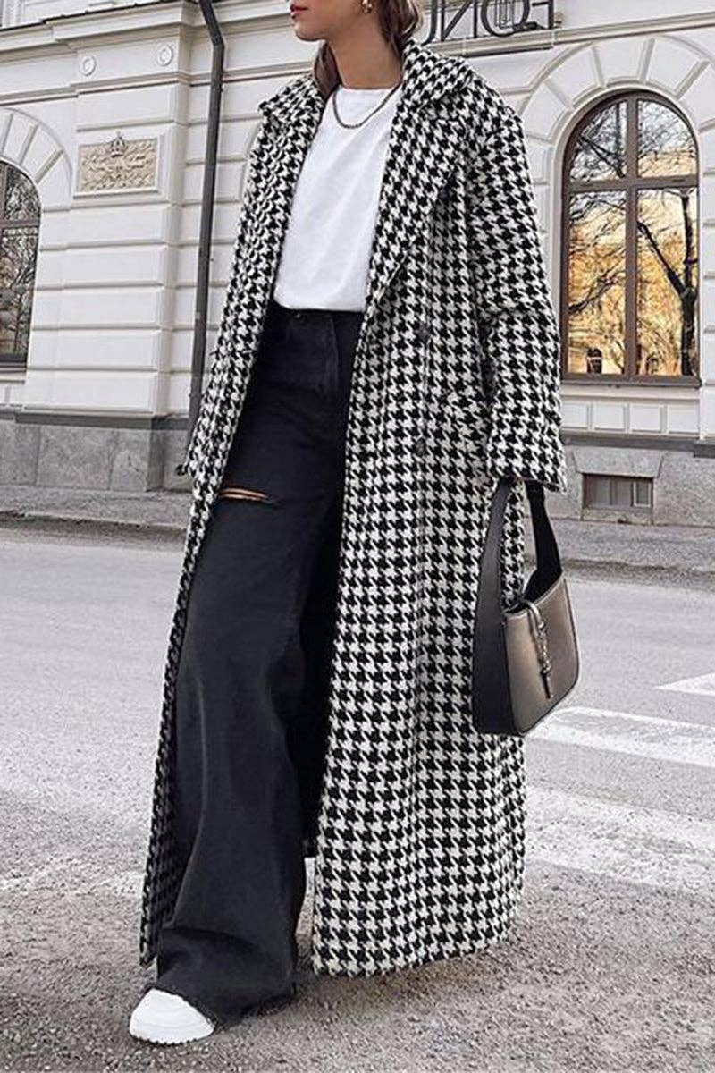 Mccolin - Wholesale Coat - Women's - Oversized Houndstooth Long Coat1