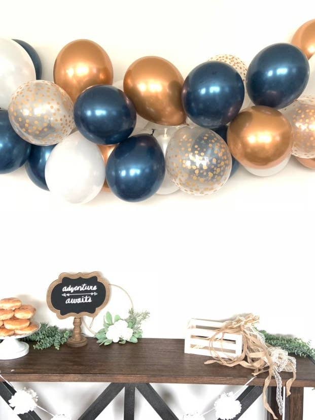Navy and Copper Balloon Garland DIY Kit | Copper and Navy Bridal Shower Decor | Gold Baby Shower | Wedding Balloon Garland Photo Prop for wholesale by Hullaballoons