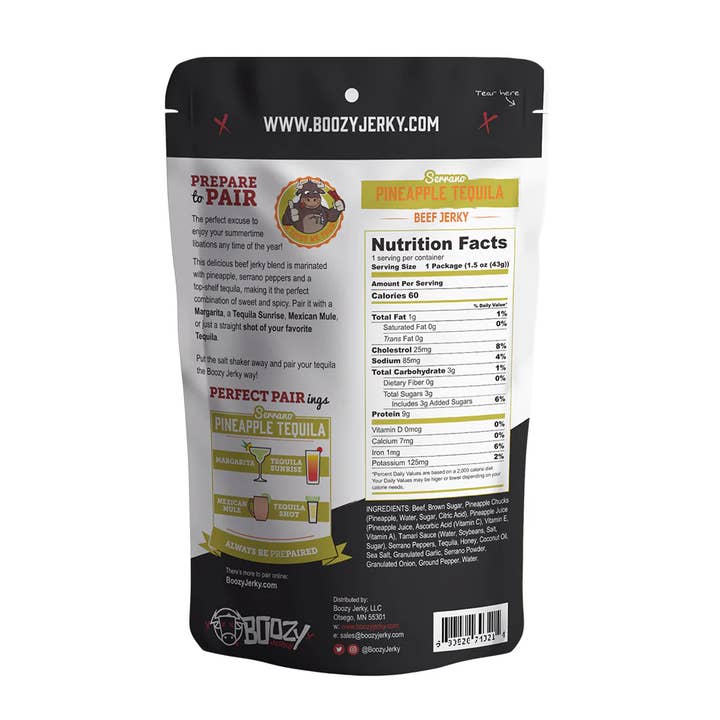 3D Enterprise - Wholesale Jerky - Boozy Jerky - Pineapple Serrano Tequila - (12 Ct. / Case)5
