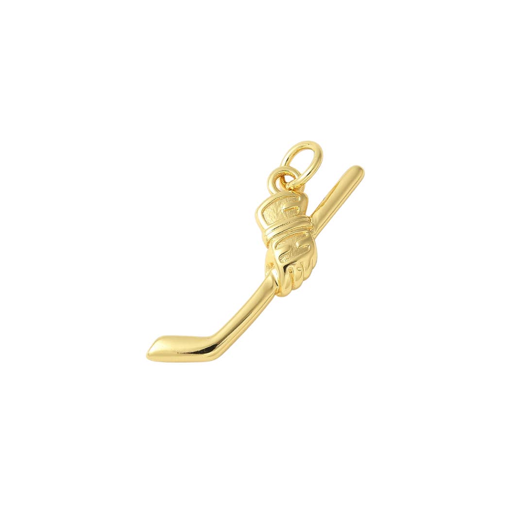 The Charm Bar Company - Wholesale Individual Charm/Pendant - Gold Glove & Hockey Stick Charm