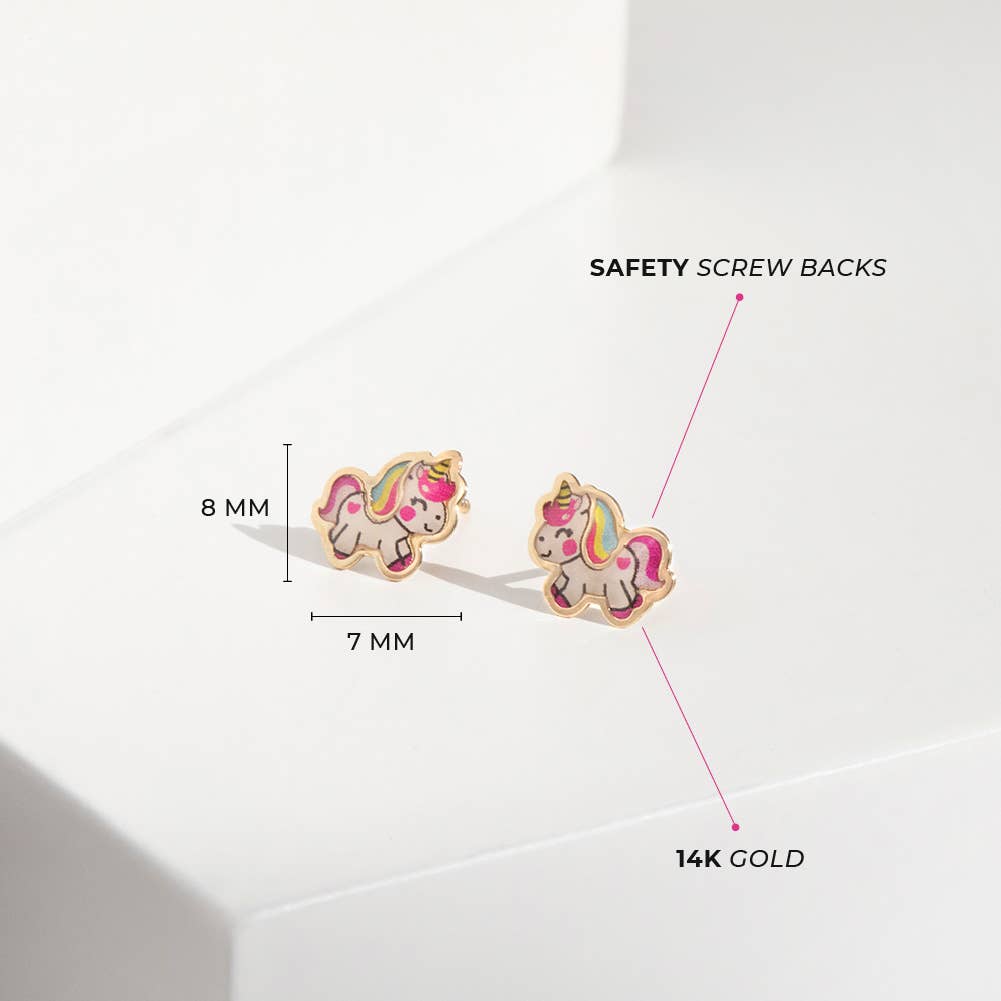 In Season Jewelry – wholesale Örhängen - Barn – 14k guld Simply Unicorn Baby/småbarn/barn örhängen3