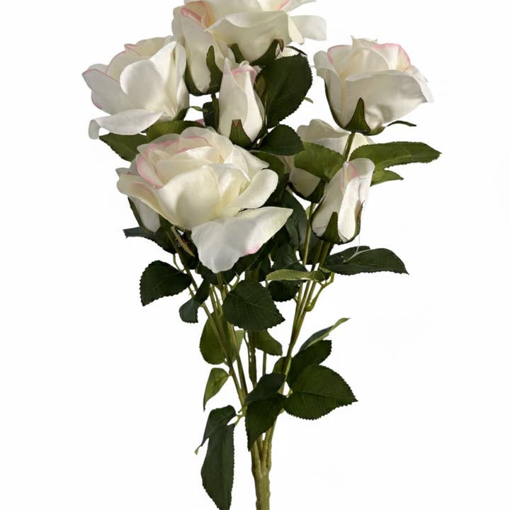 21" Artificial Blushed Ivory Silk Rose Spray for wholesale by Bospak
