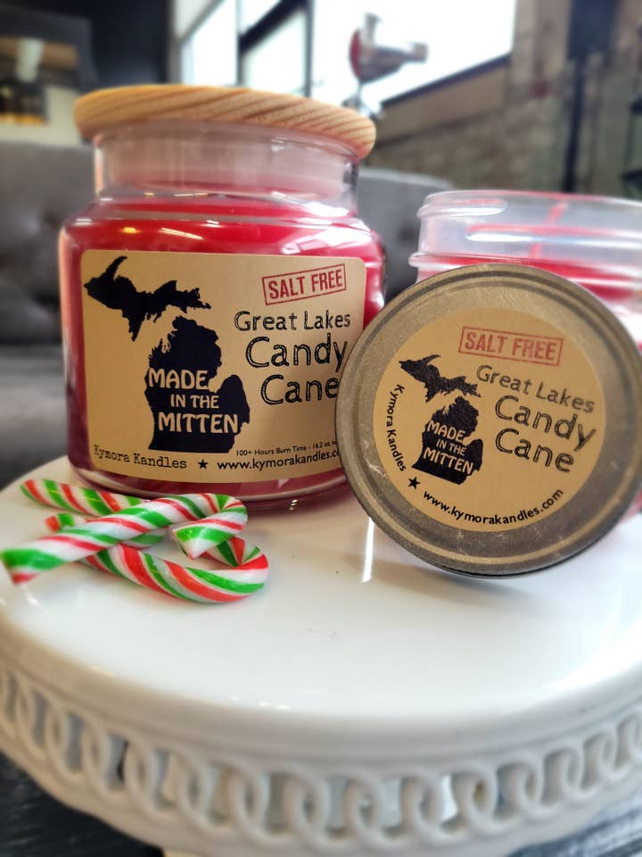 Large Kylie Jar Candle - Great Lakes Candy Cane for wholesale by Kymora Kandles