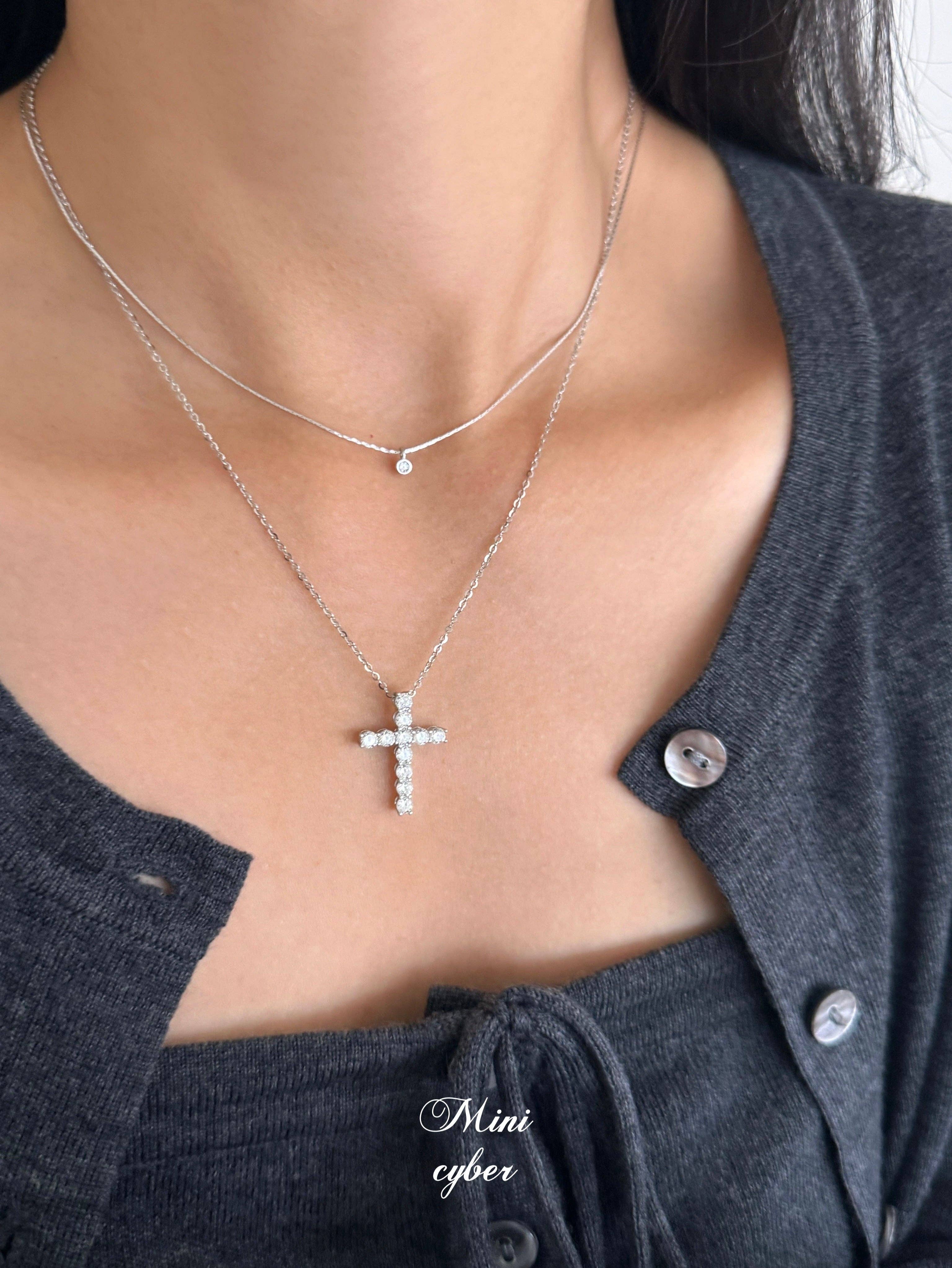 MINICYBER STUDIO - Wholesale Pendant/Charm Necklace - Silver Cross Sparkle Necklace9
