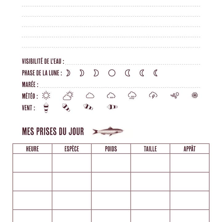 AVENTURA ÉDITIONS - Wholesale Journal/Diary - Fishing log (French language)1