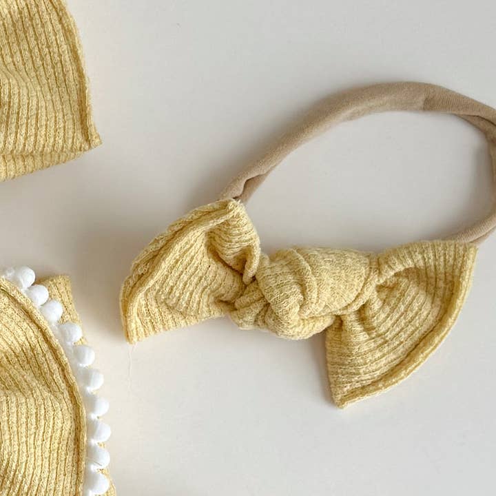 Fascia per capelli in nylon o BloomCLIPS giallo burro a forma di waffle per la vendita all'ingrosso da parte di Bloom Headwraps