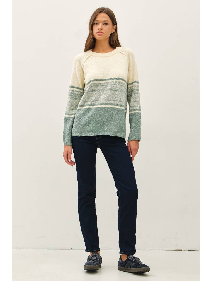 Be Cool - Wholesale Knit Sweater - Women's - SOFT FLUFFY SWEATER WITH STRIPE GRADIENT DESIGN 10