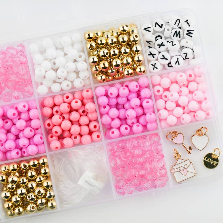 I love You DIY Stretchy Bracelet Craft Kit for wholesale by Stacked Sweetly