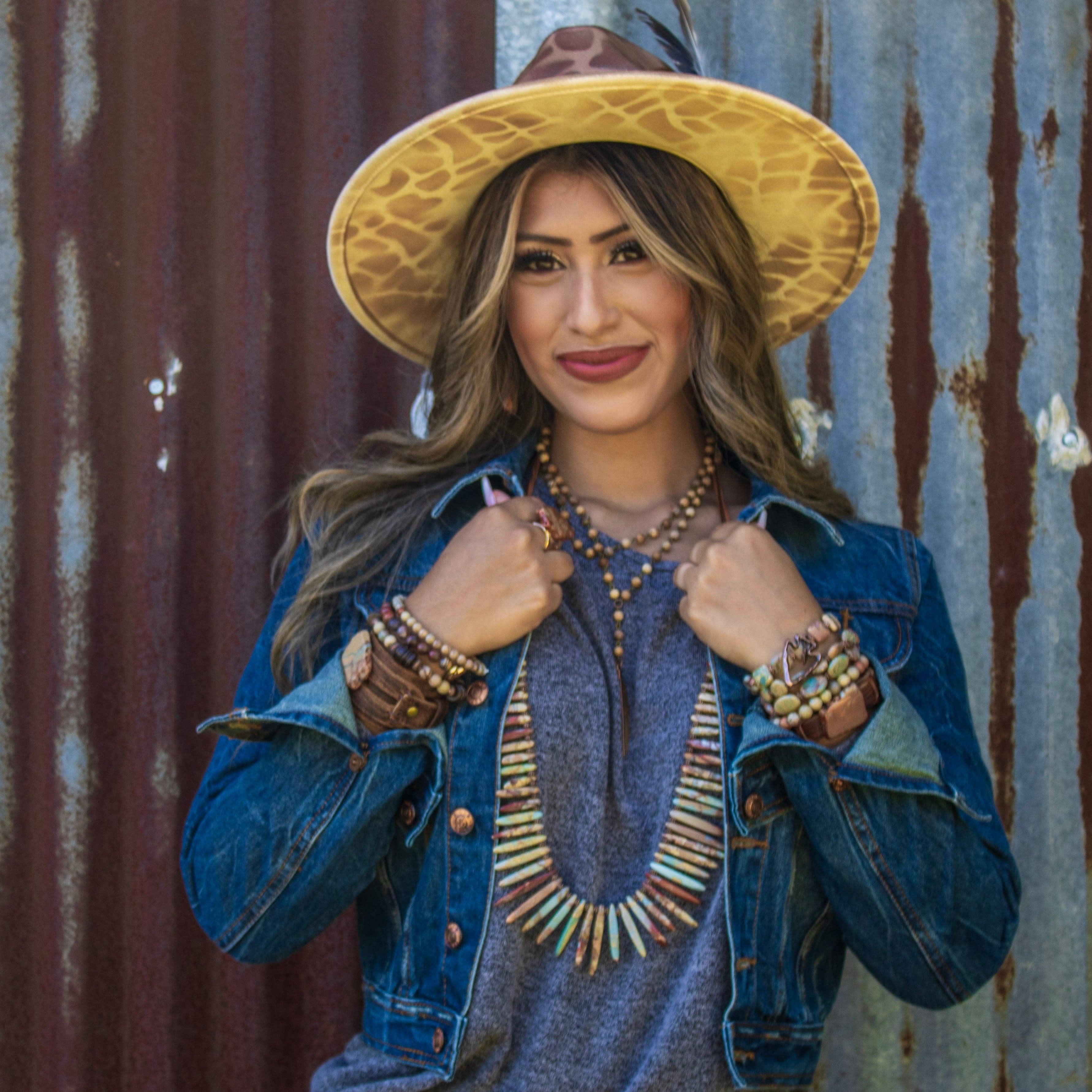 The Jewelry Junkie - Vendita all'ingrosso Bracciale a polsino - Bracciale rigido in pelle Aqua Terra con lastra stretta 006c2