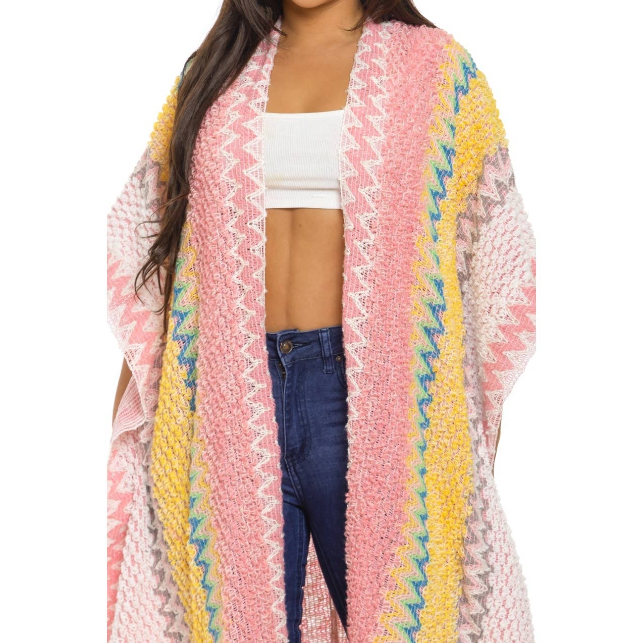 HiteJeans - Vente Cardigan – femme - Cardigan poncho long multicolore3