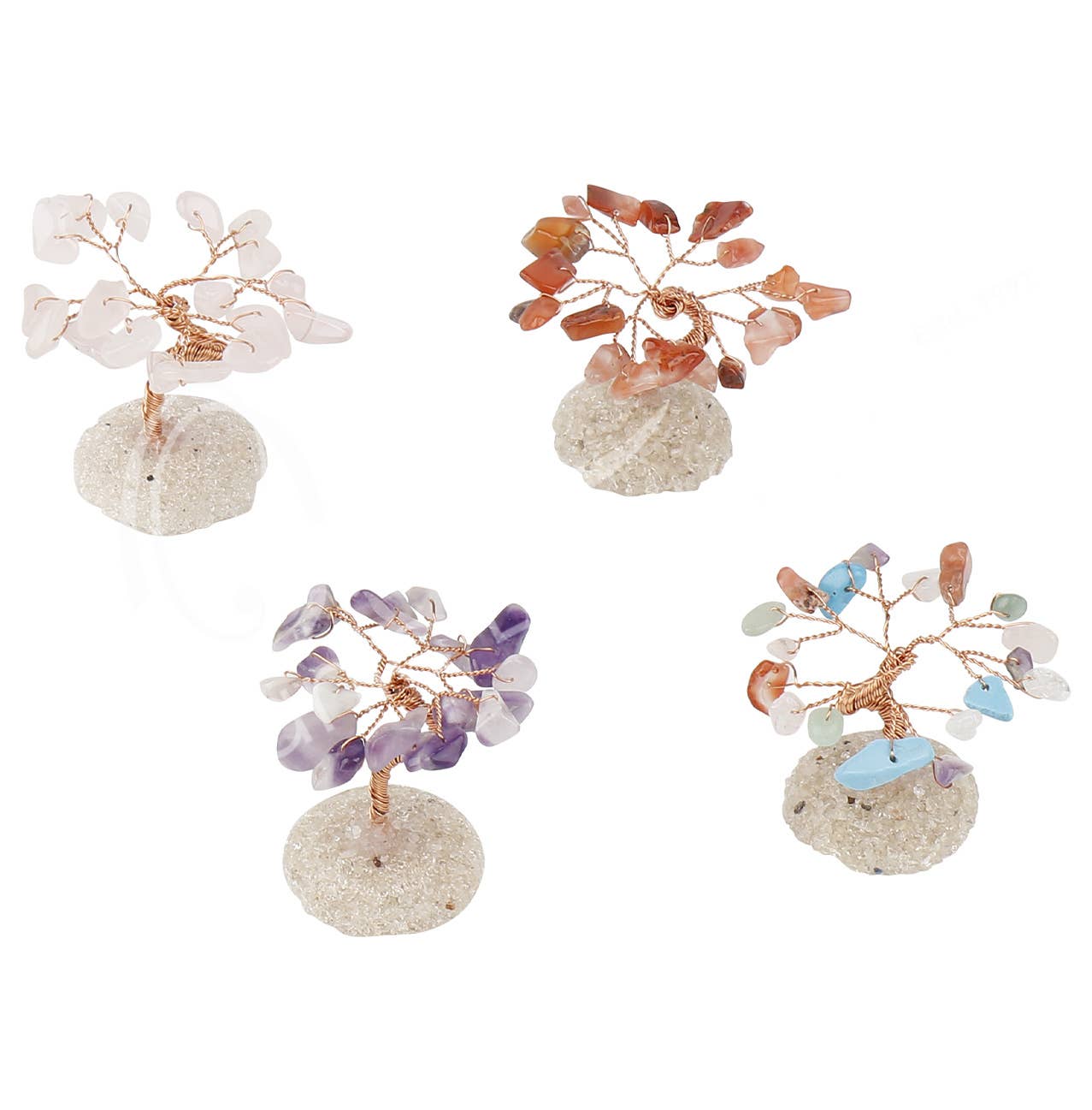 Oceanic Linkways Inc – Pedra/cristal espiritual por atacado – (CONJUNTO DE 32) ÁRVORE DE GEMAS 9-10 CM - EM BASE DE PEDRA EM EXPOSITOR POP-UP2