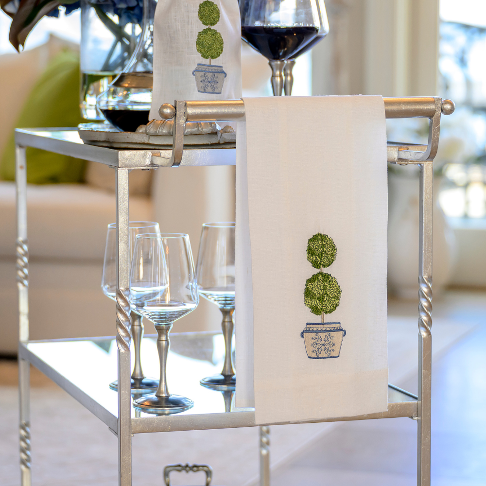 Hvid Dobbelt Buksbom Topiary Håndklæde for engroshandel på Faire2