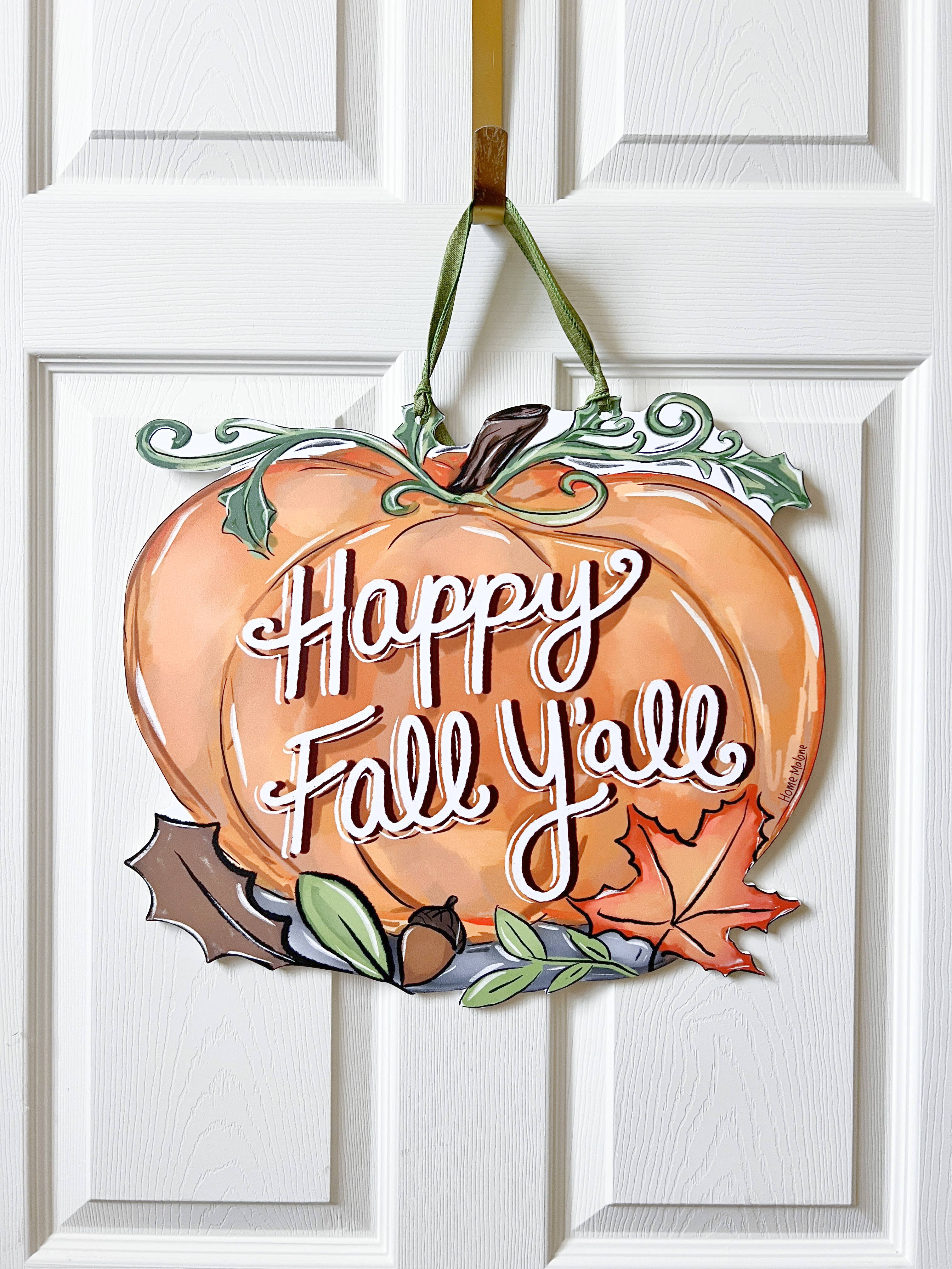 Home Malone - Wholesale Door Hanger - Fall Y'all Pumpkin Door Hanger-Happy Fall Autumn Halloween3