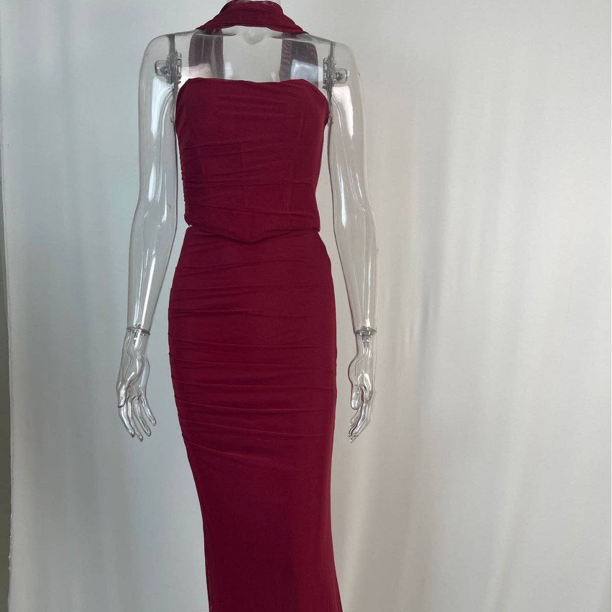 Marayn - Wholesale Hemd- en rokset - Dames - Blauwe Crop Top Rok Set EuroChic Stijl41