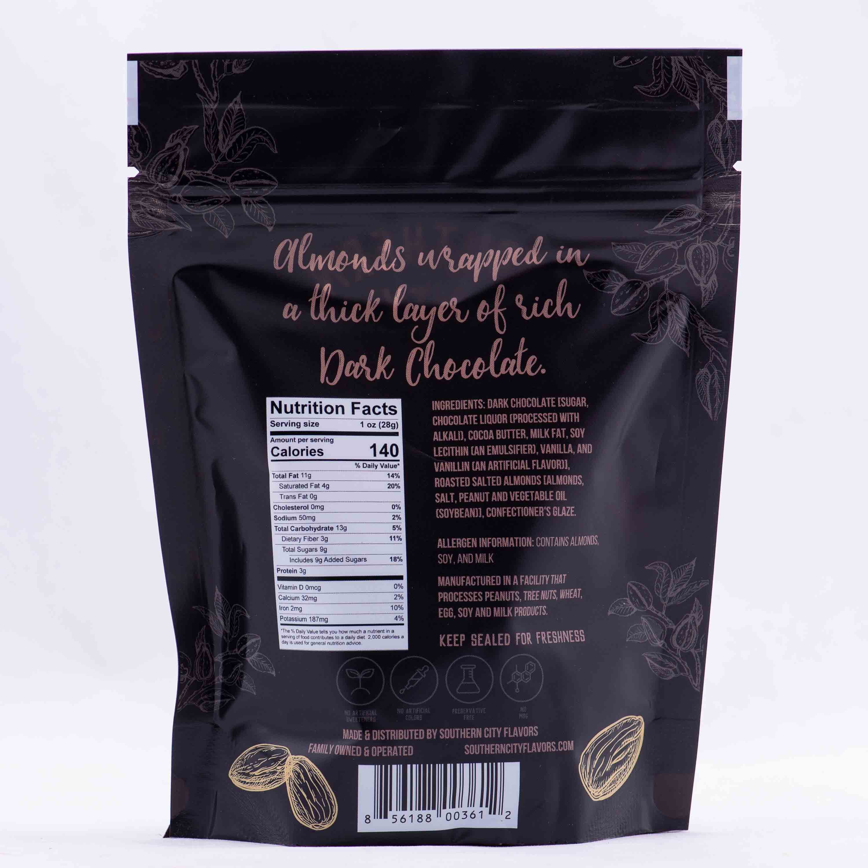 Southern City Flavors – Doces cobertos de chocolate por atacado – Amêndoas de chocolate amargo1