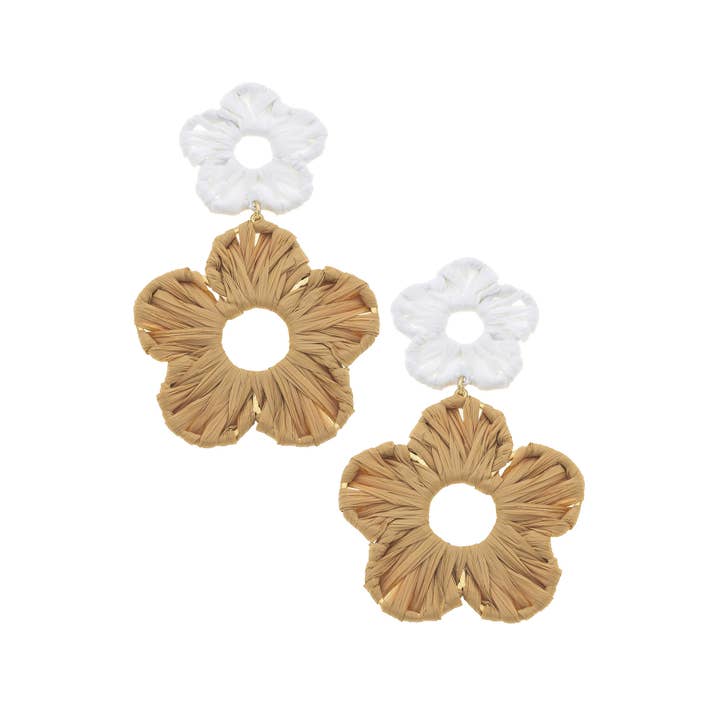 Canvas Style - Wholesale Dangle Earrings - Rosa Rattan Flower Bomb Earrings