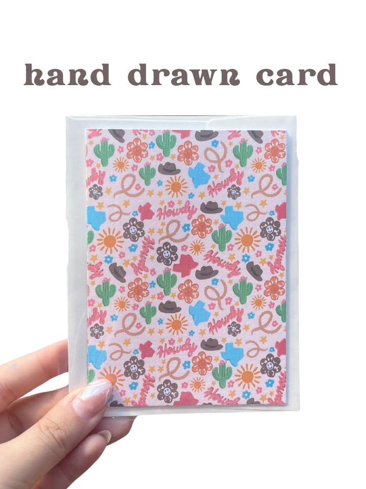 Western Cute Blank Card - Hand Drawn Design for wholesale by Hairy Winstons