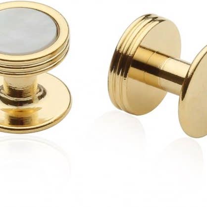 Clous d'oreilles en nacre dans ton or pour la vente par Cuff-Daddy