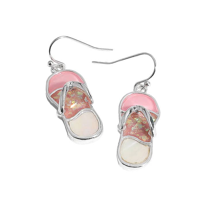 Sensibling Corp. - Wholesale Dangle Earrings - Abalone Sea Glass Flip Flop Dangle Earrings