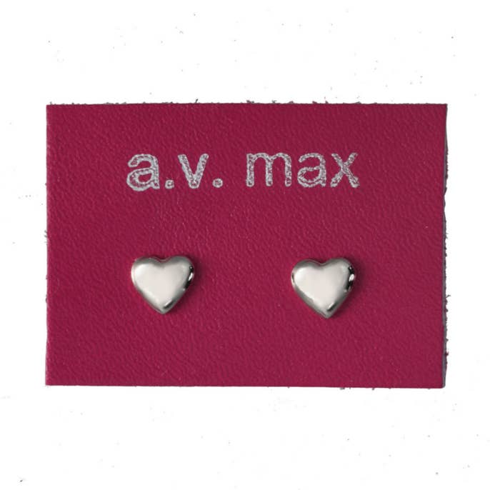 Puff Heart Stud Earrings|SILVER for wholesale by a.v. max