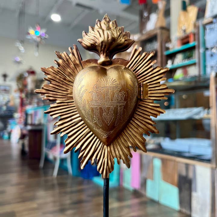 Love and Honor Jesus LLC - Wholesale Decorative Tabletop Object - Standing Flaming Sacred Heart1