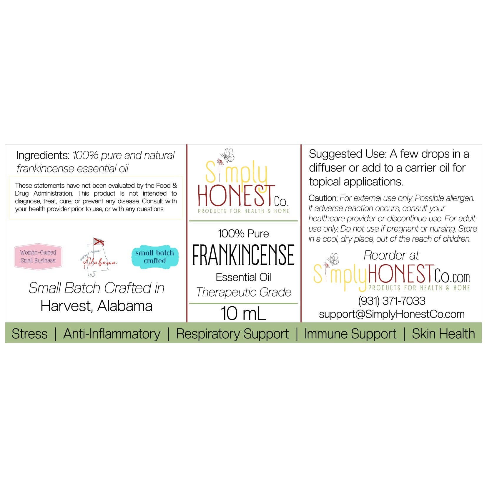 Simply Honest Co. - Vente Huile essentielle - Bouteille en verre d'huile essentielle d'encens de 10 ml1