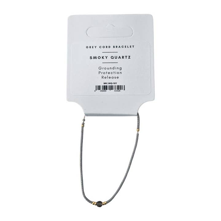 VIE - Wholesale Beaded Bracelet - Smoky Quartz Cord Bracelet, Grey