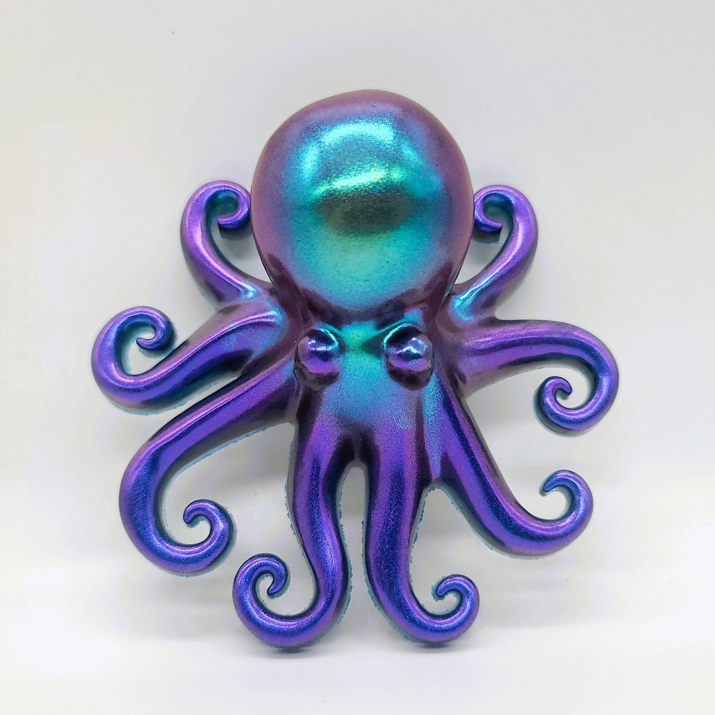 Slightly Askew Art - Wholesale Decorative Tabletop Object - Eco-Friendly Epoxy Resin Octopus with Holographic Mica8