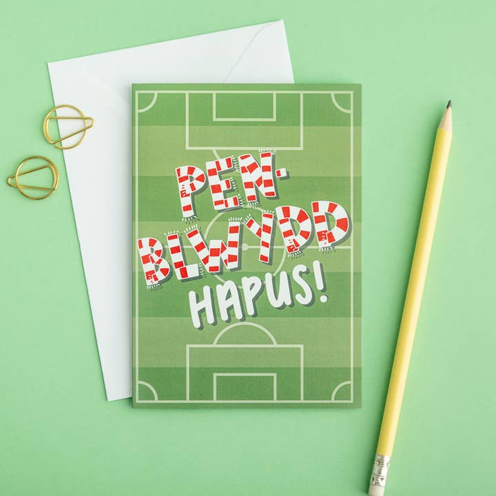 Birthday card 'Pen-blwydd hapus' - Football for wholesale by Draenog