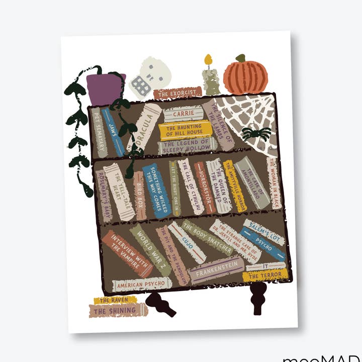 Halloween Horror Bookshelf Greeting Card for wholesale by meoMADE