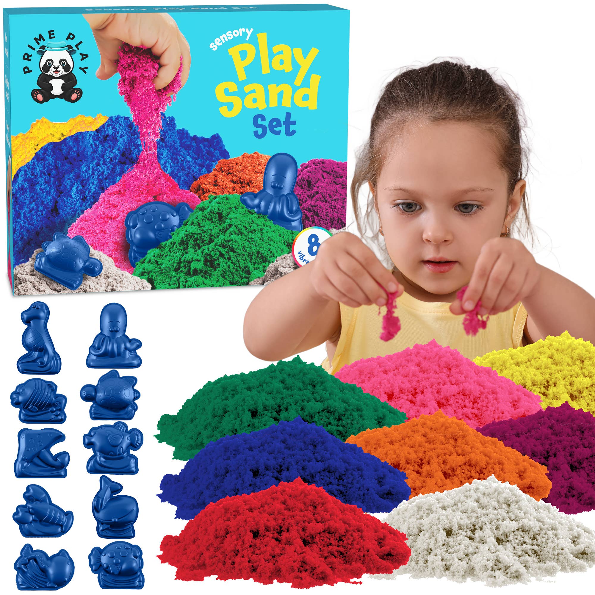 Prime Play - Wholesale Putty/Slime - Kids - Magic Sand for Kids - 8 Colors of Sand and 10 Molds0