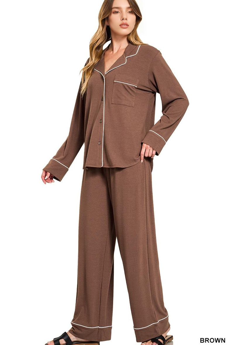 42POPS - Wholesale Lounge Set - Women's - ..._ SI-26598 Button Down Shirt And Pants 2 Piece Pajama Set7