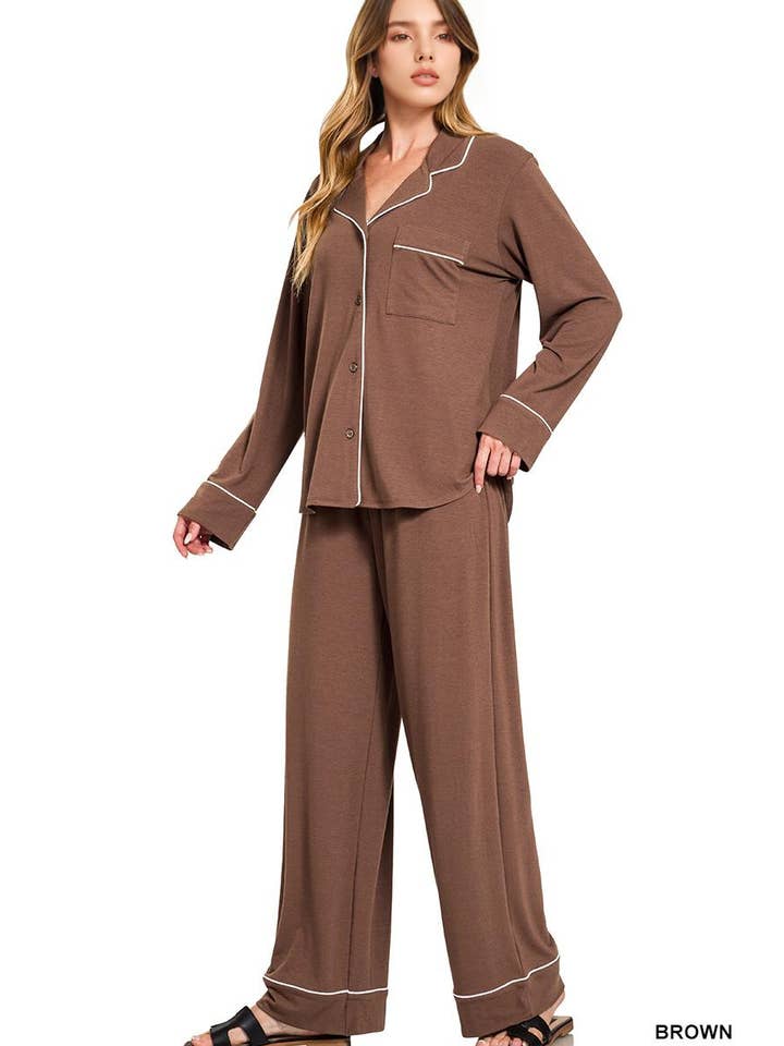 42POPS - Wholesale Lounge Set - Women's - ..._ SI-26598 Button Down Shirt And Pants 2 Piece Pajama Set7