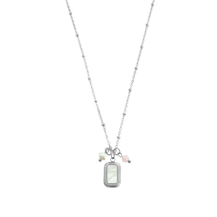 Shell, Pearl & Jade Necklace - Silver for wholesale by Saint Clairmont