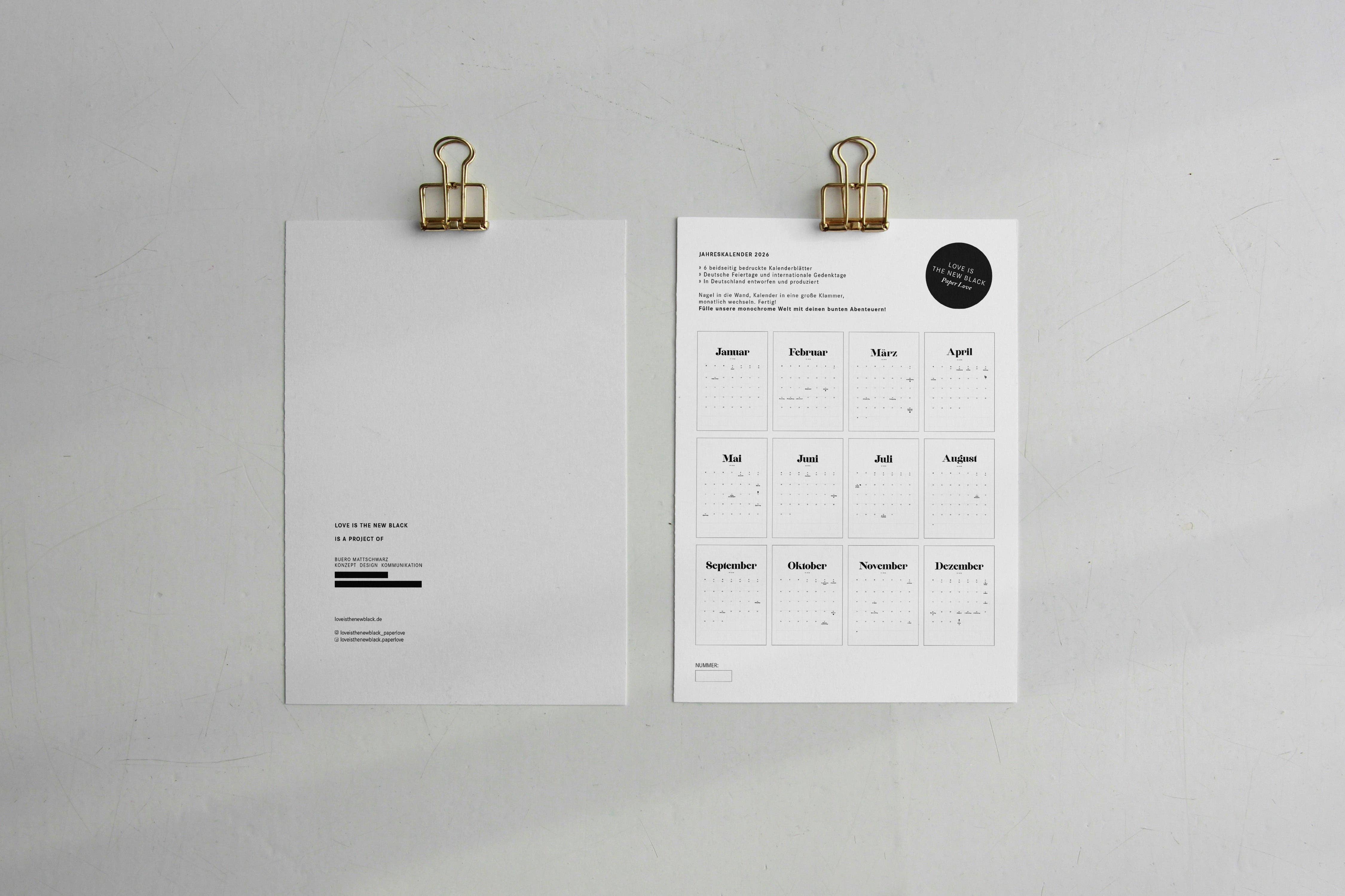 Love is the new black – Calendário por atacado – Calendário 20267