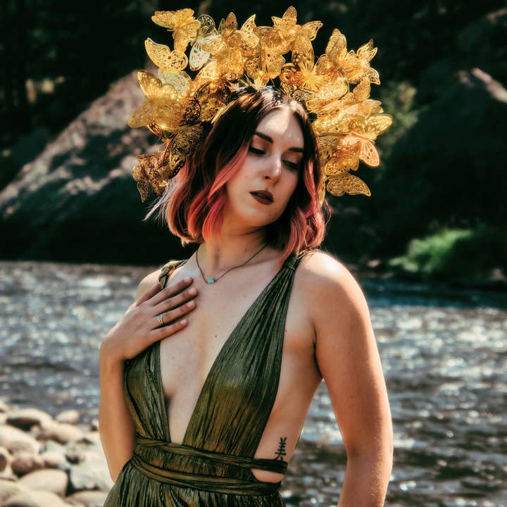 Shutterhaus - Wholesale Fashion headband – women's - Large Gold Butterfly Headband - Custom Colors0