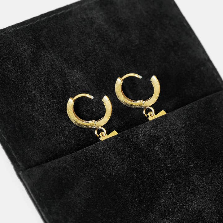 3 Number Earring - 18K Gold Plated Stainless Steel for wholesale on Faire