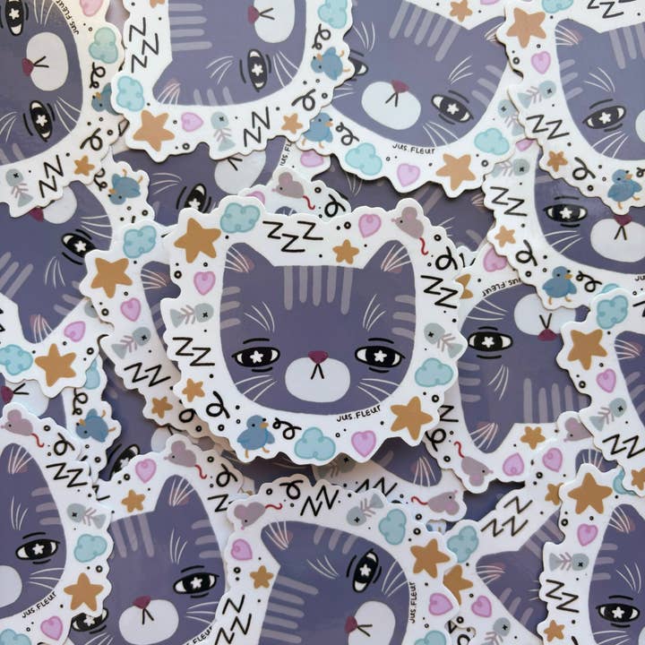 Slaperige kattensticker voor wholesale door JusFleur
