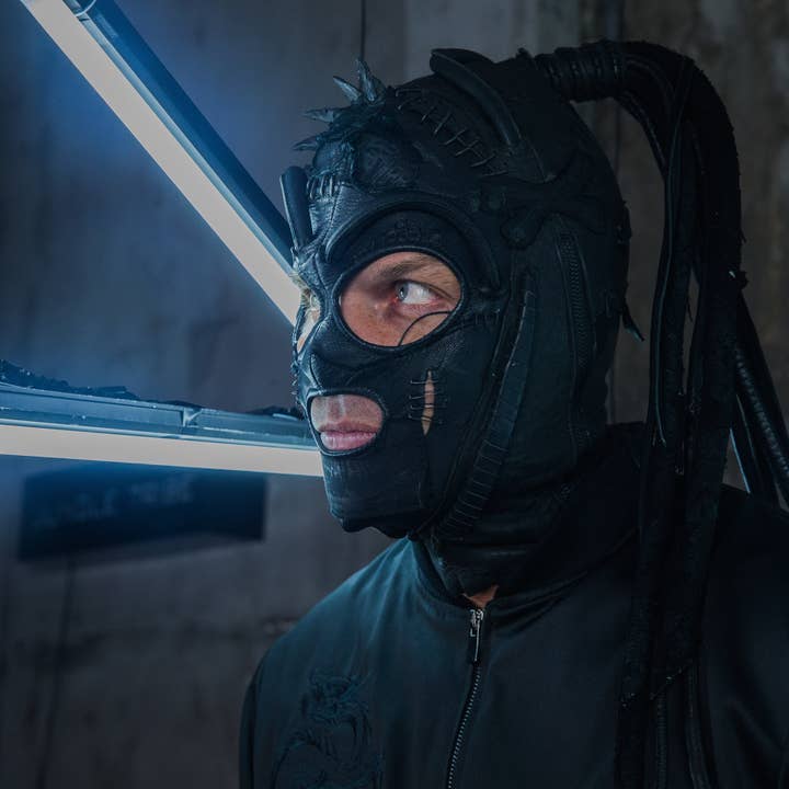 Schwarze Leder Predator Zombie Gimp Maske für den Großhandel von JUNGLE TRIBE