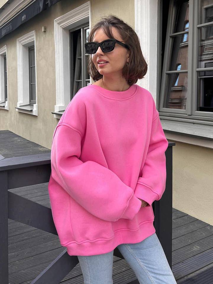 Chicto - Wholesale Sweatshirt - Women's - Round Neck Loose Sweatshirt Women's Autumn Winter Street