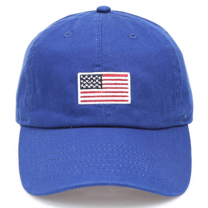 Fashion City - Wholesale Baseball Cap - Unisex - American Flag Patched Cotton Baseball Cap