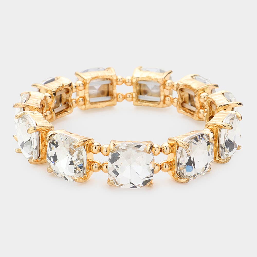 Sensibling Corp. - Wholesale Link & chain bracelet - Cushion Square Stone Stretch Evening Bracelet8