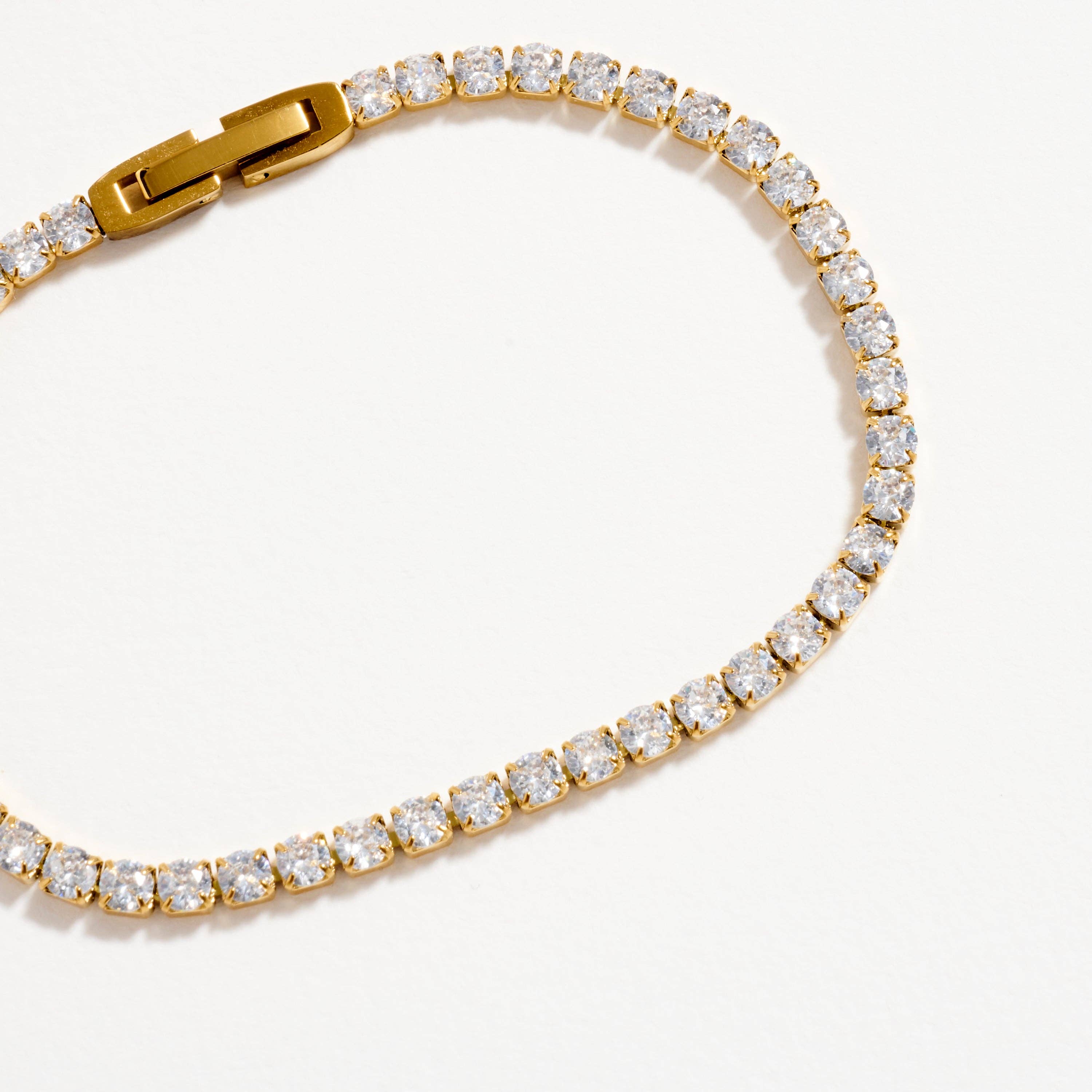 GD Gold-Tone CZ Tennis Bracelet with Clear Stones – Classic Dainty Crystal Bracelet for wholesale on Faire1