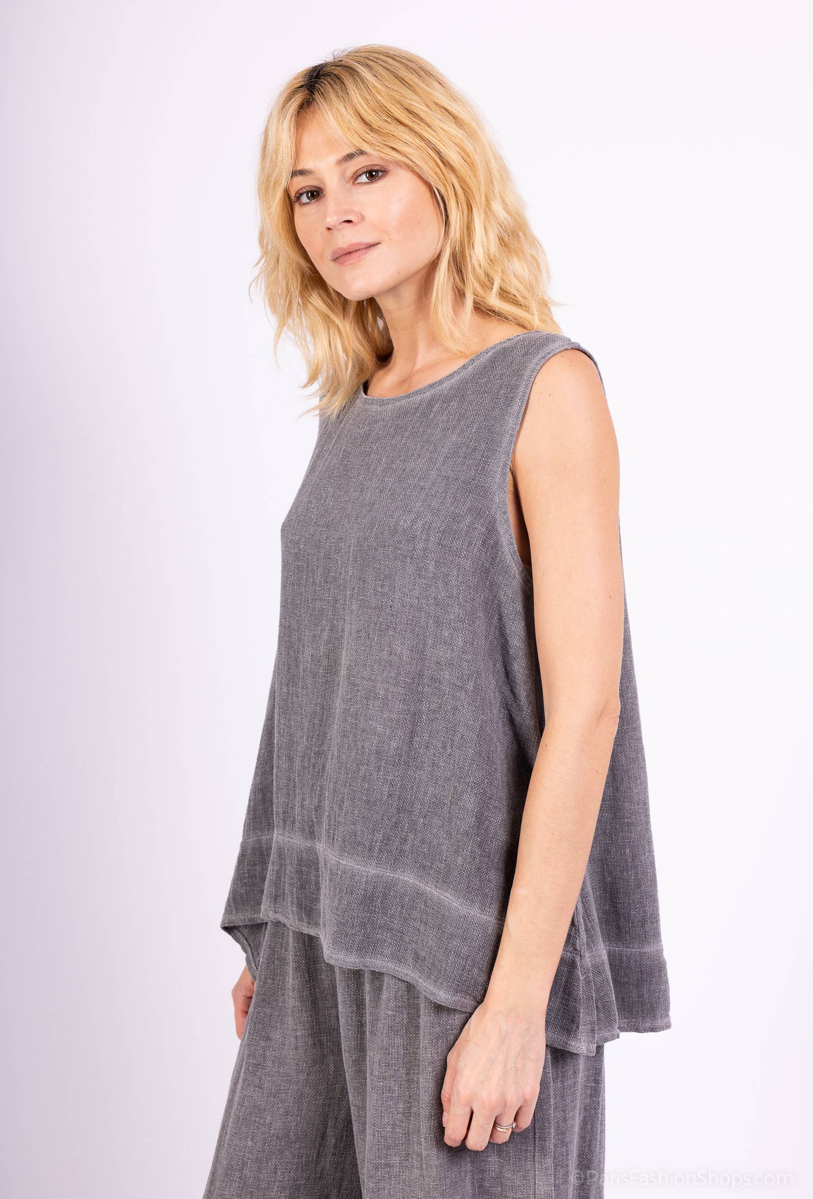 Shyloh - Vendita all'ingrosso Camicetta - Donna - Top ampio senza maniche in lino cotone 1581827