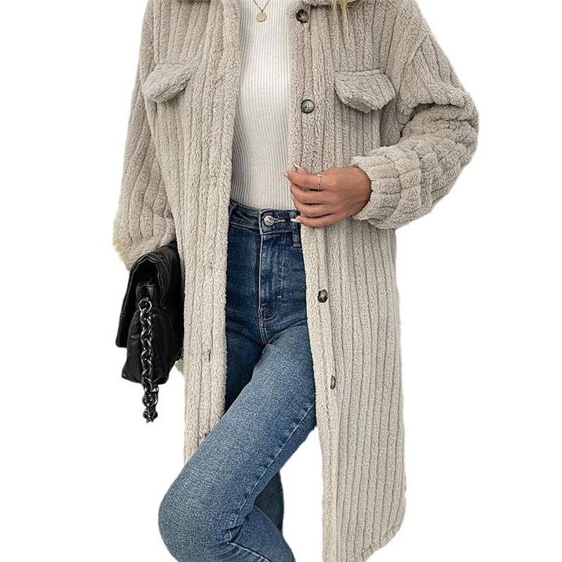 ShieldChic - Wholesale Fur/Faux Fur Coat - Women's - Women's Long Solid Color Plush Coat With Lapel2