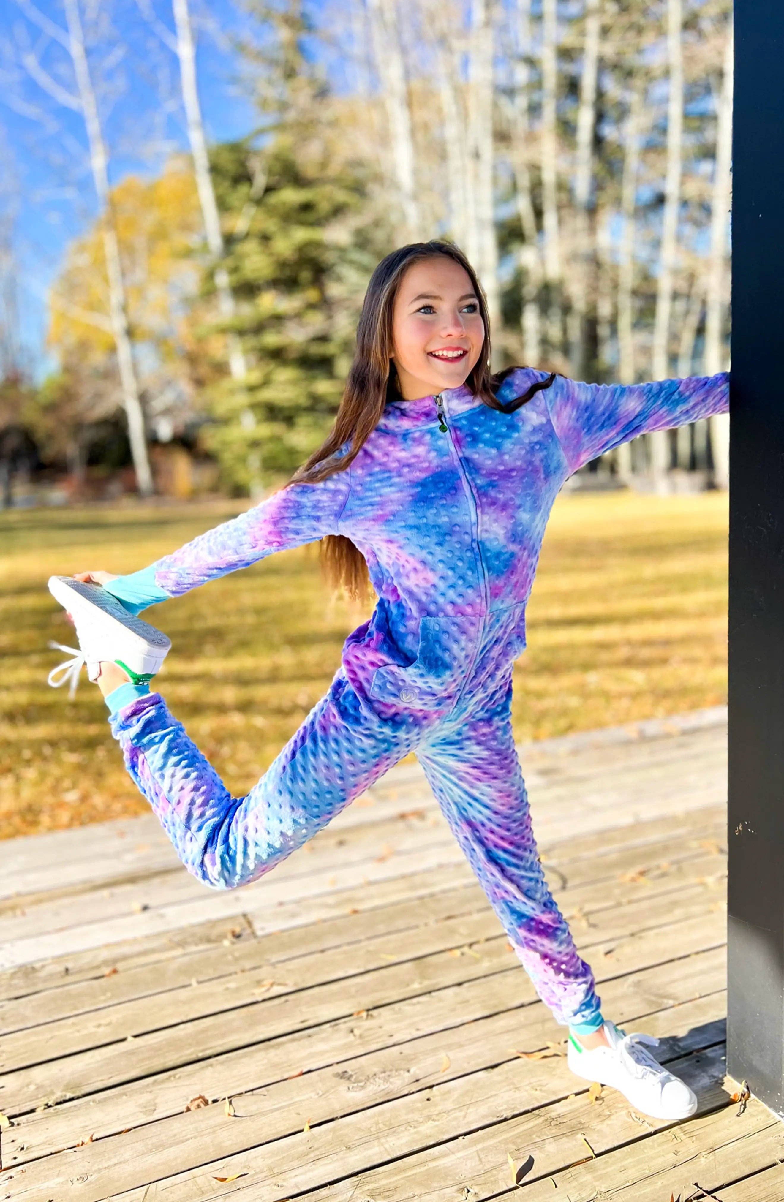 Minky Bubble Onesie - Turquoise Periwinkle Tie Dye for wholesale on Faire1