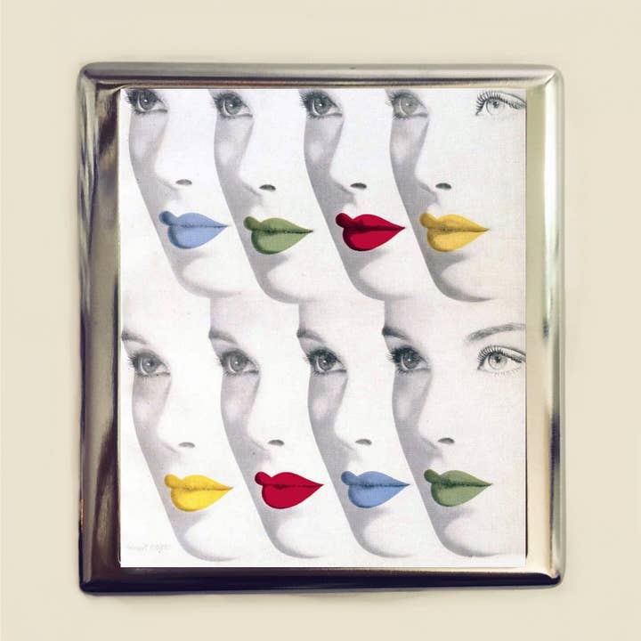 Retro Lips Business Card ID Holder Wallet Vintage Cosmetics for wholesale by FringePop