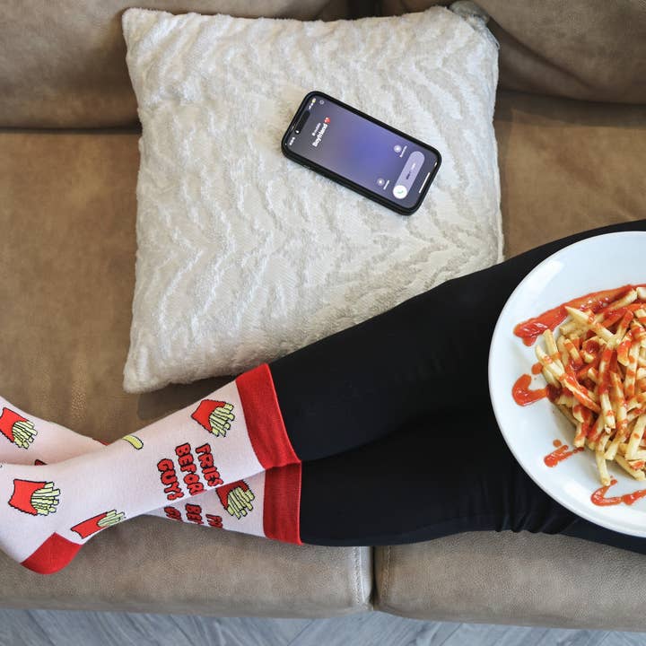 Happy Bits Socks - Wholesale Socks - Women's - Fries Before Guys Bamboo Socks| Fries Socks| Pastel PinkĀ 6